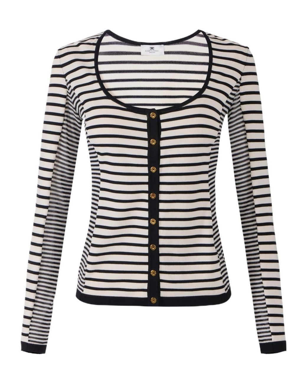 Elisabetta Franchi Blue Striped Button-Up Cardigan