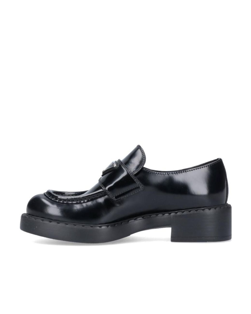 Prada Black Logo Plaque Slip-On Loafers