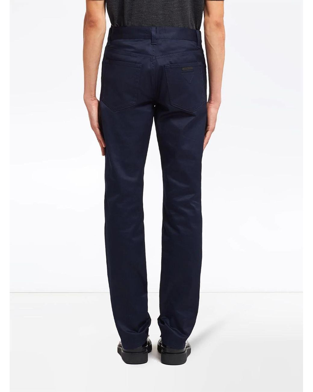 Prada Blue Stretch Drill Five-Pocket Trousers for men
