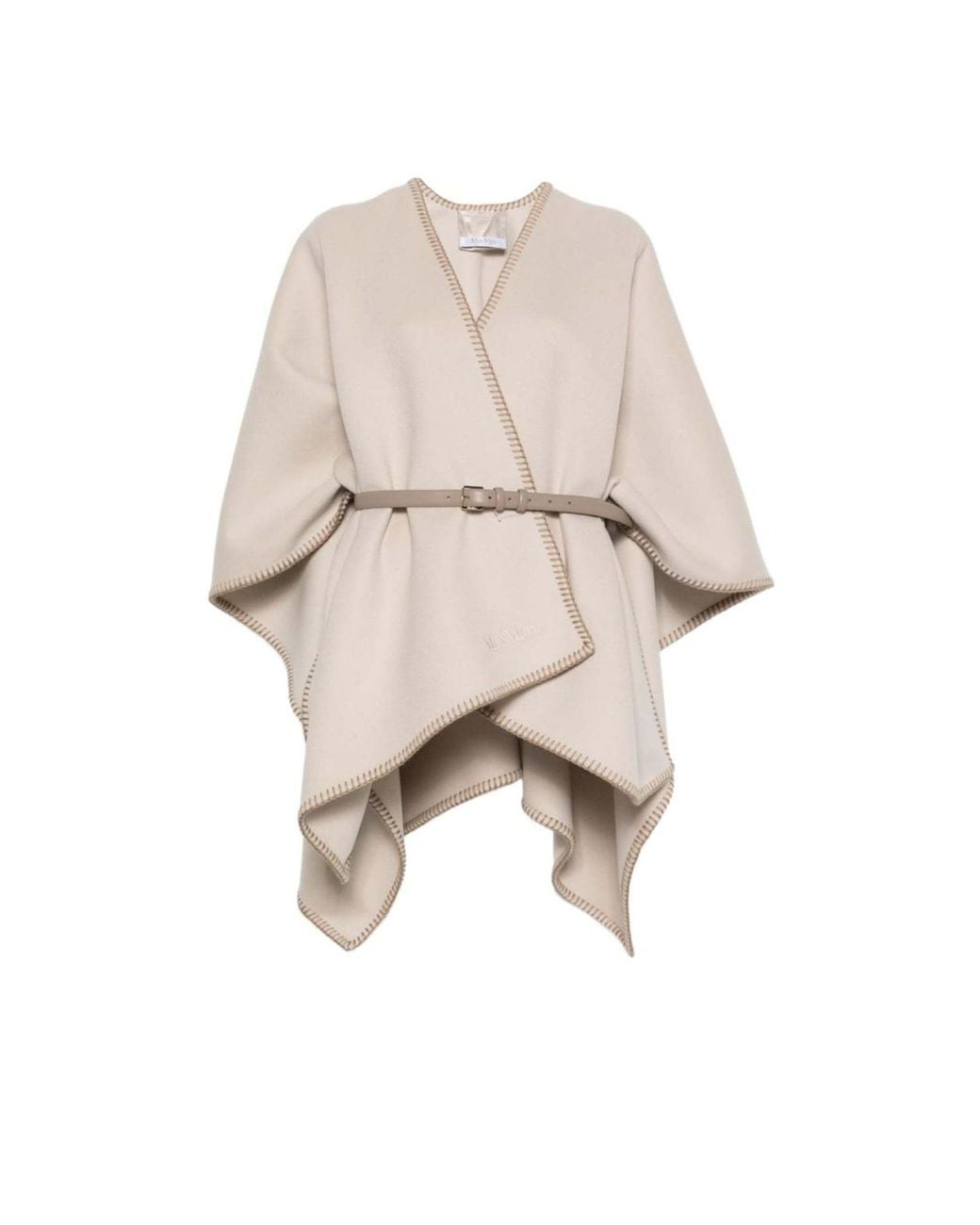Max Mara Natural Colomba Logo Emrboidered Cape