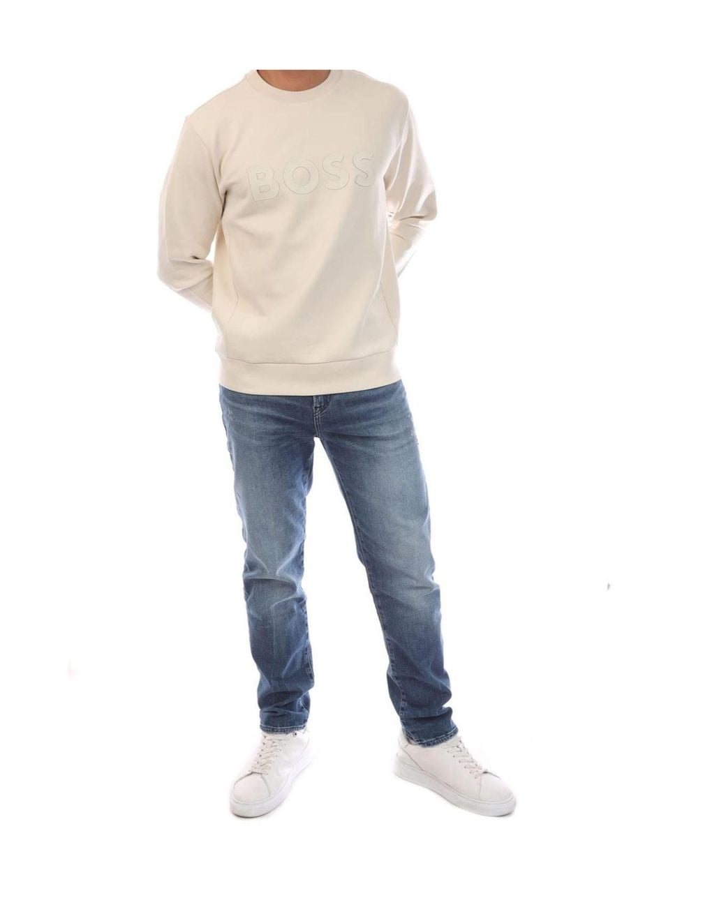 Boss Blue Salbo Stretch Sweatshirt With Sandwich Logo for men