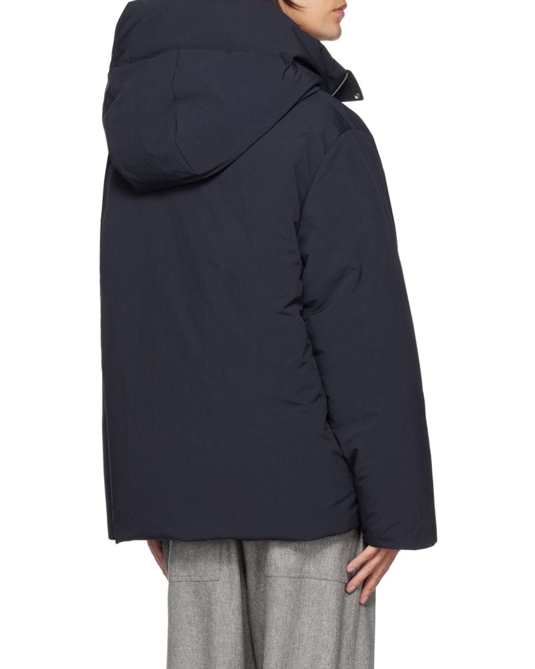 Jil Sander Blue Hooded Down Jacket for men