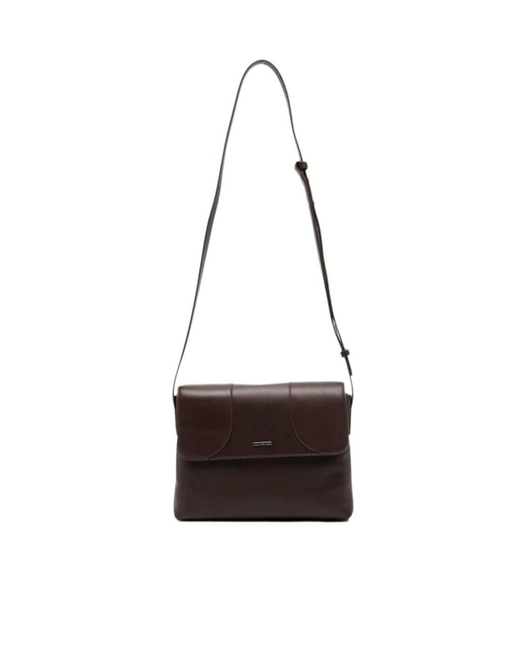 Emporio Armani White Logo-Plaque Leather Messenger Bag for men