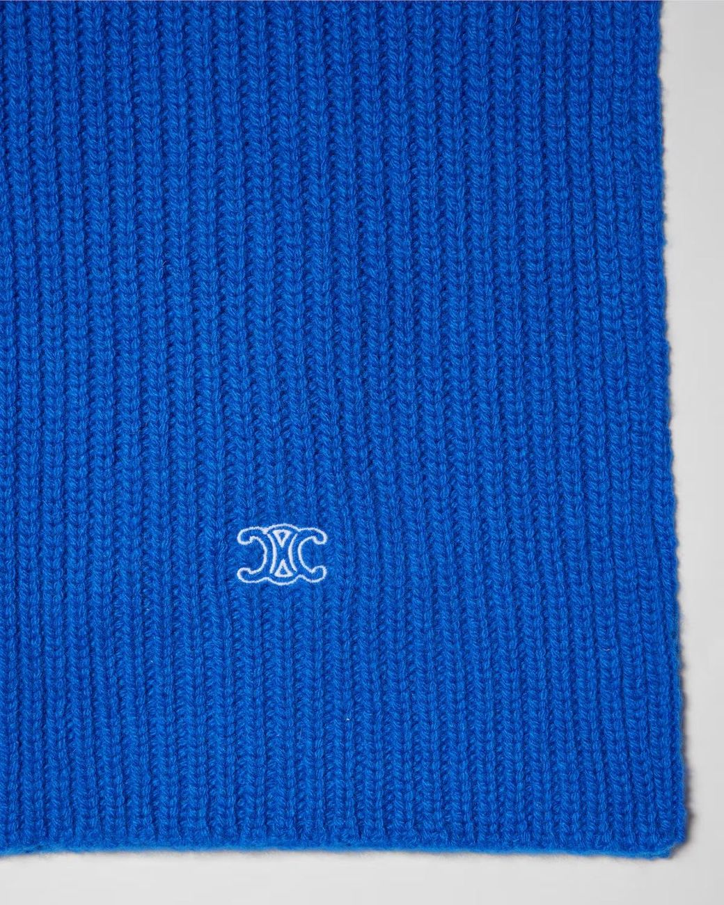 Céline Blue Ribbed Cashmere Scarf