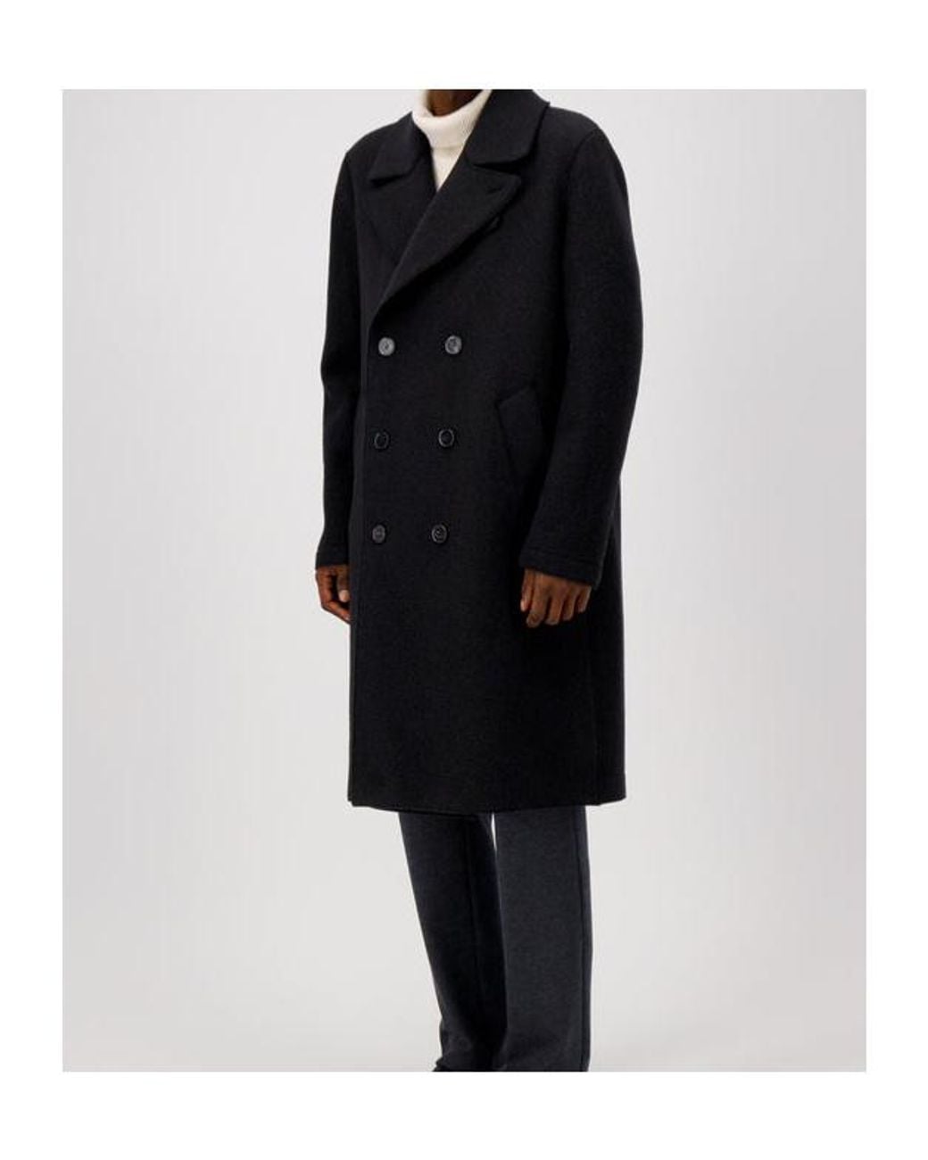 Harris Wharf London Black Double-Breasted Wool Coat for men