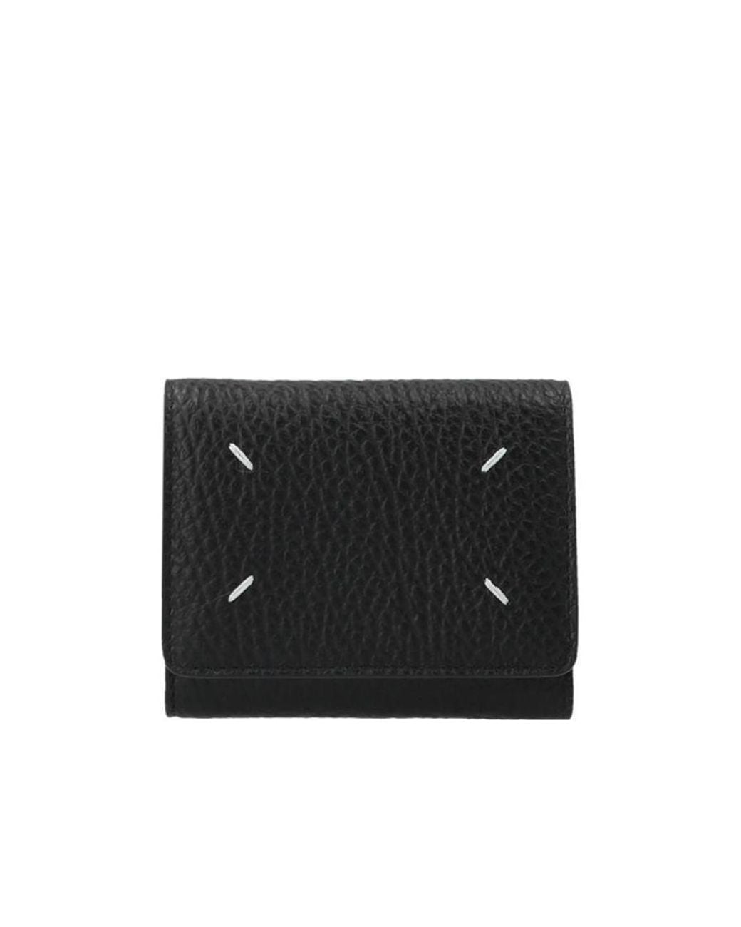 Maison Margiela Black Four-Stitch Tri-Fold Wallet