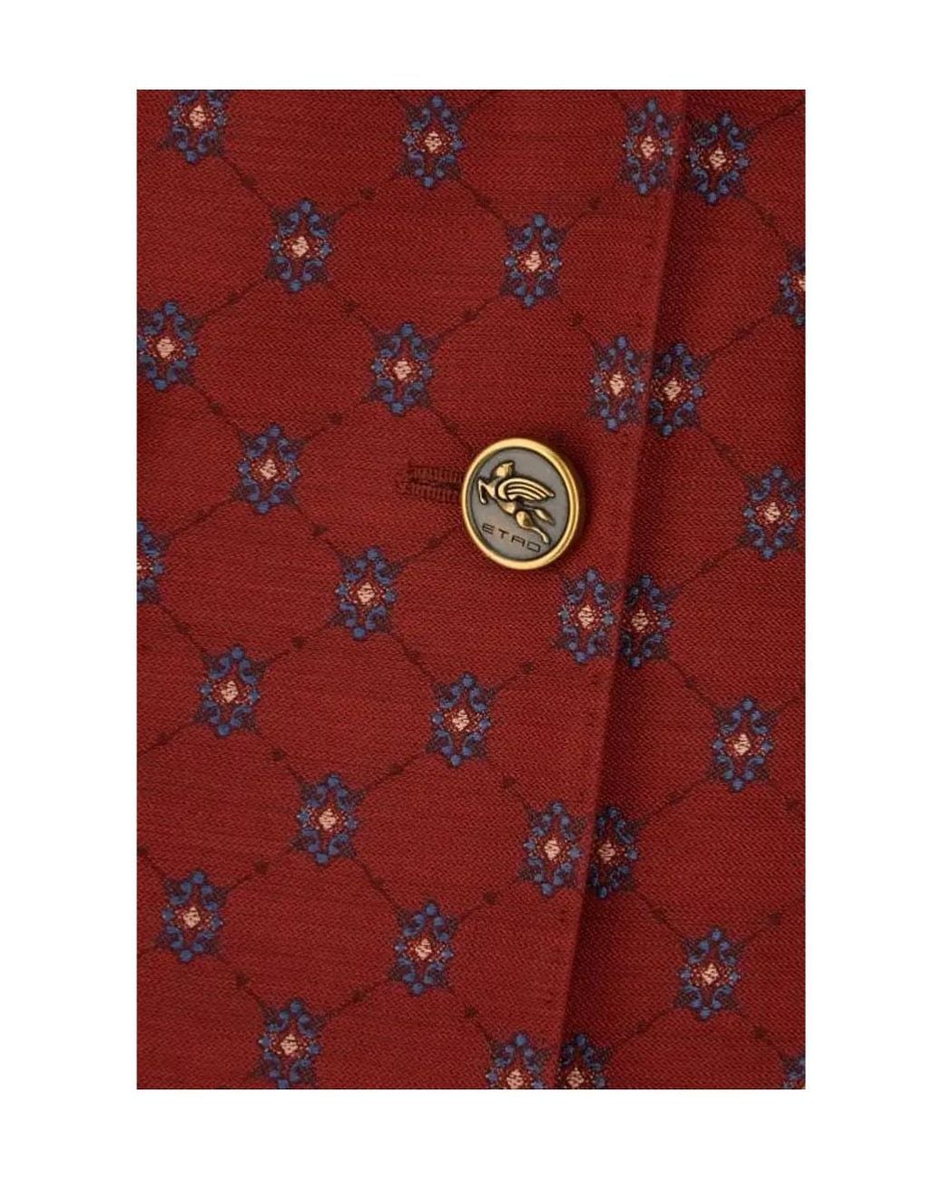 Etro Red Geometric-Pattern Double-Breasted Blazer