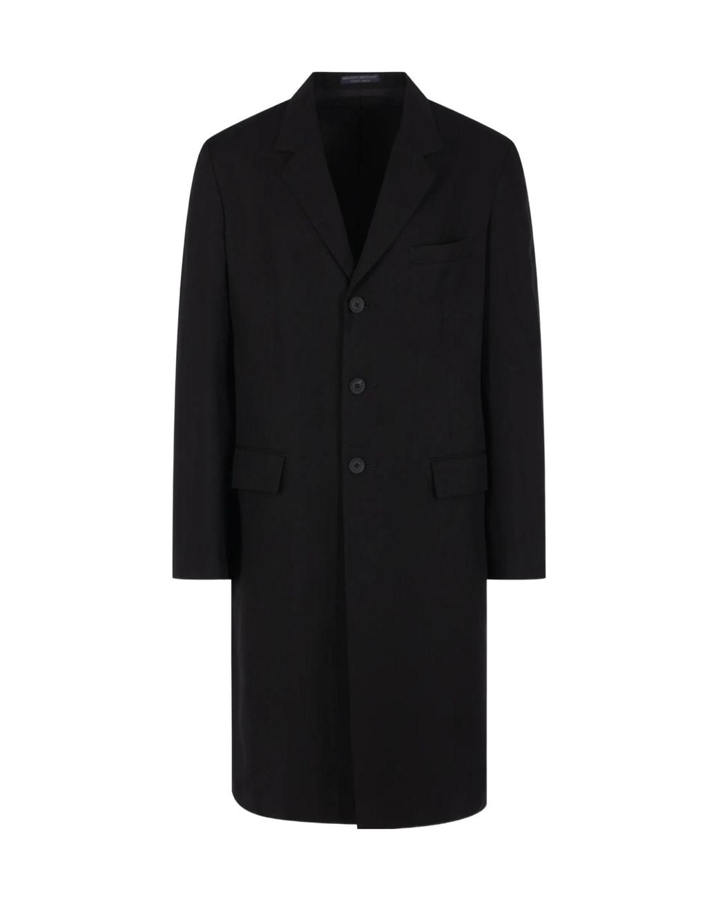 Yohji Yamamoto Black Button-Up Long Coat for men