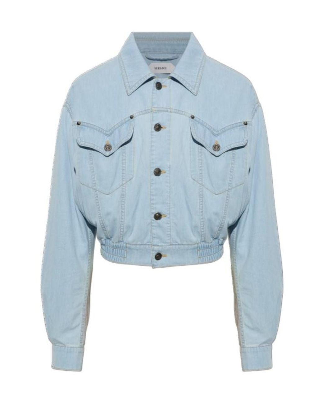 Versace Blue Cropped Denim Jacket