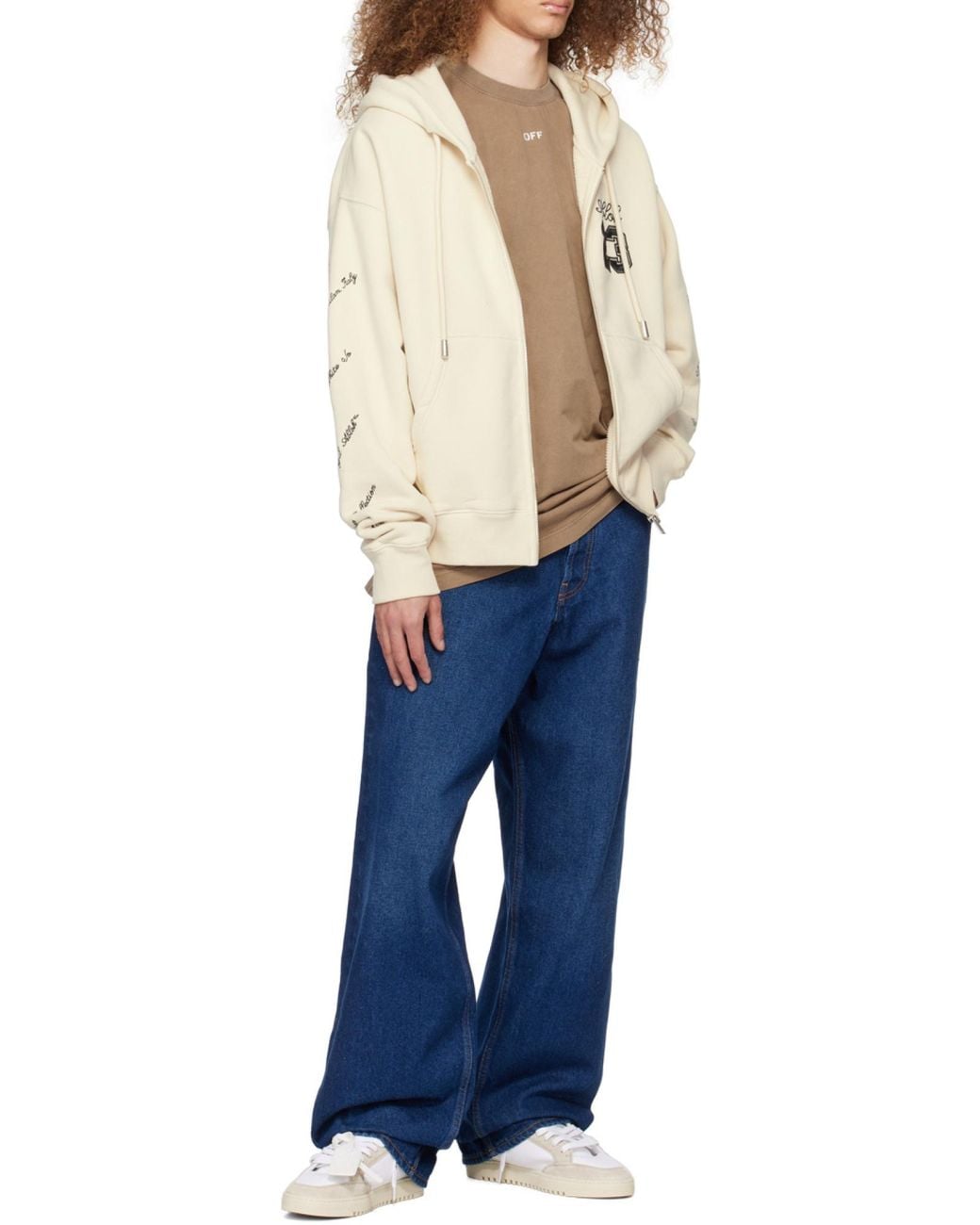 Off-White c/o Virgil Abloh Blue Logo Patch Wide Leg Jeans for men