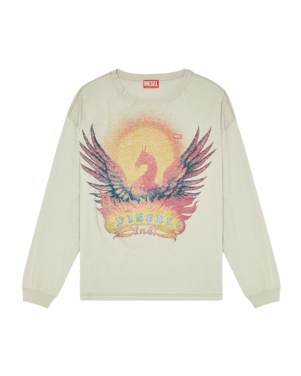 DIESEL White T-Box Long Sleeve Graphic T-Shirt for men