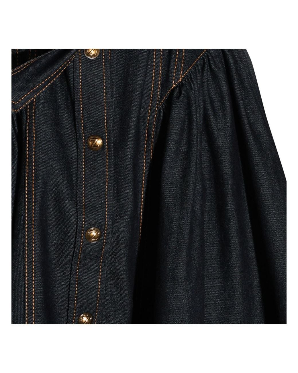Zimmermann Black Buttoned Denim Shirt Dress