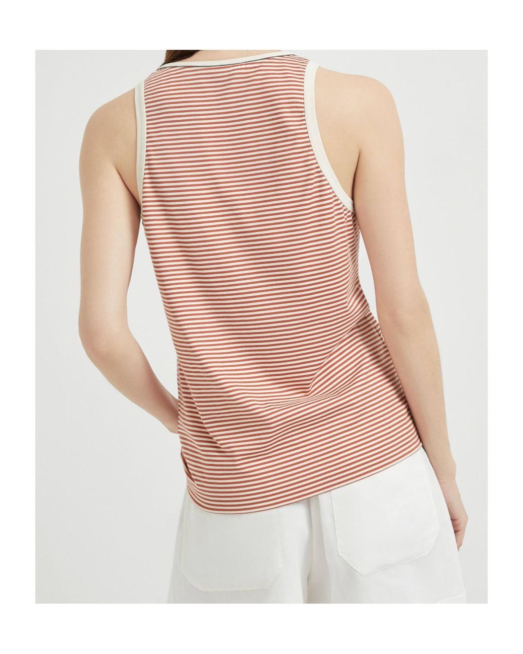 Brunello Cucinelli Red Striped Tank Top