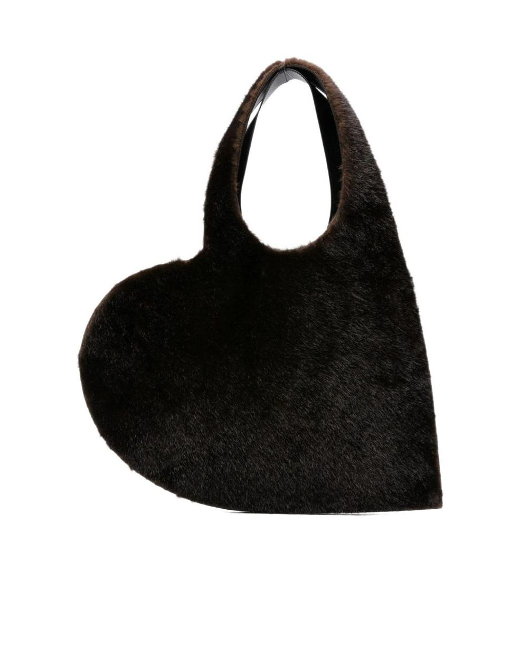 Coperni Black Heart-Shaped Open Top Fur Tote Bag
