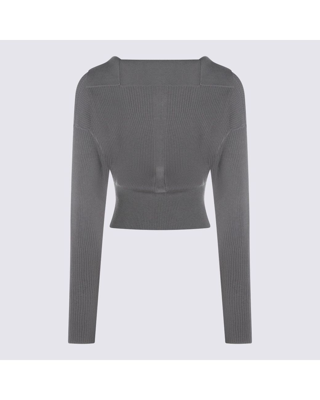 Rick Owens Gray Dracu Cropped V-Neck Jumper