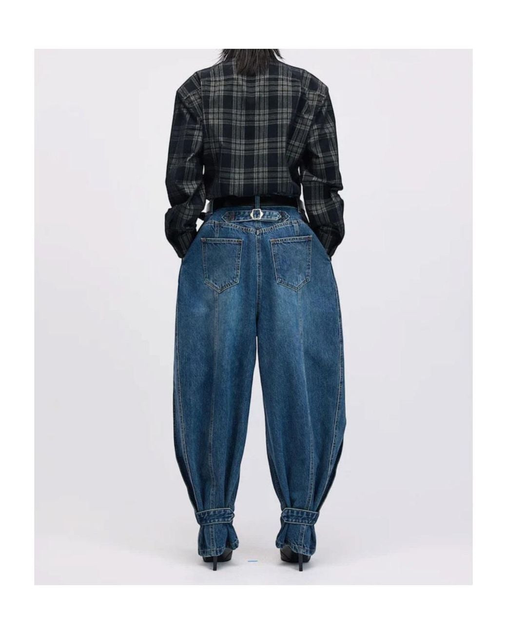 Juun.J Blue High-Waisted Wide-Leg Trousers