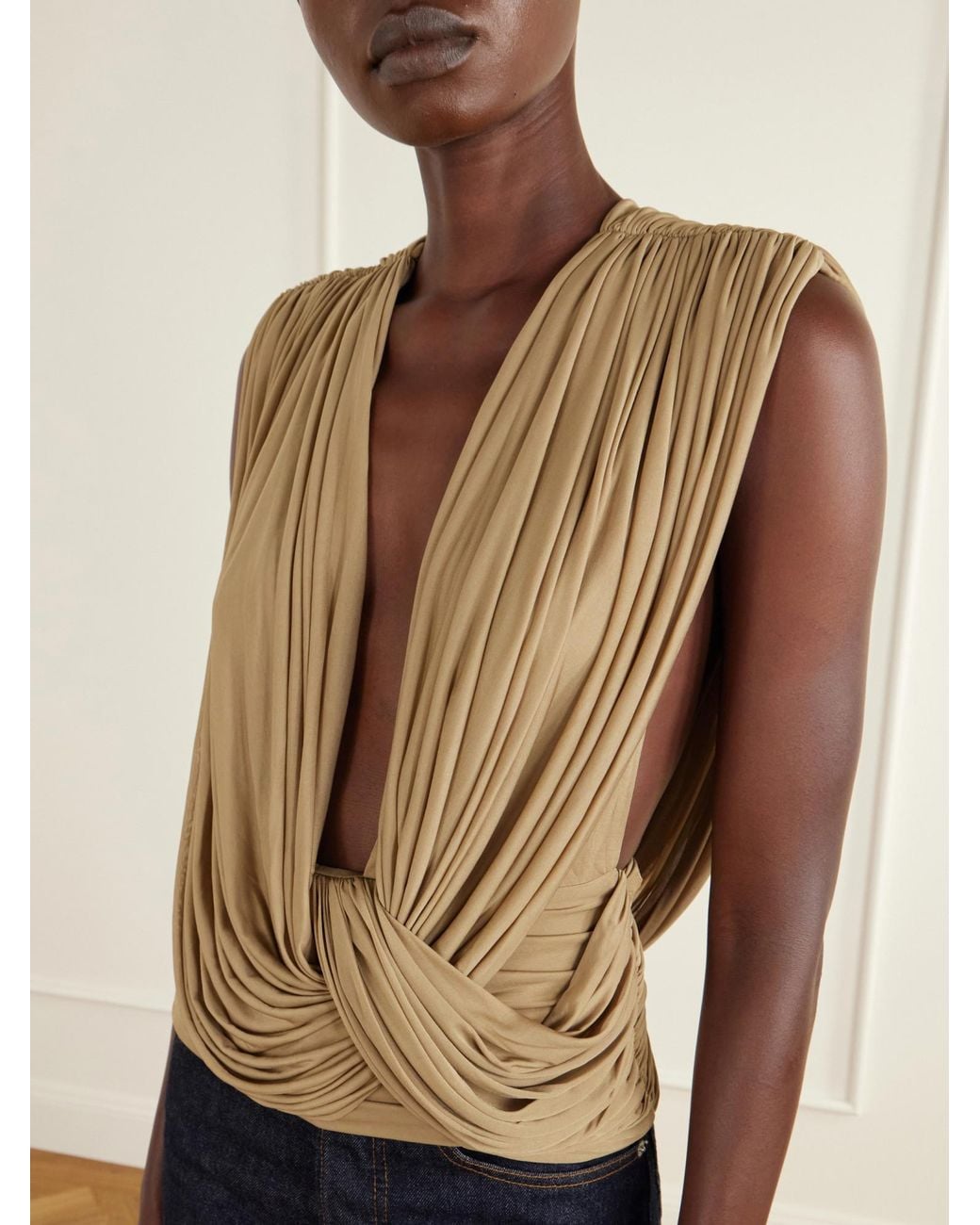 Christopher Esber Metallic Ruffled Draped Top