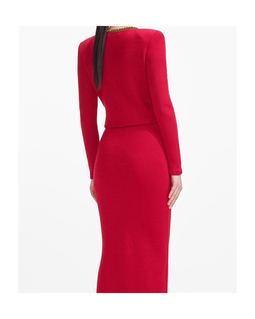 Self-Portrait Red Knitted Corsage Jacket