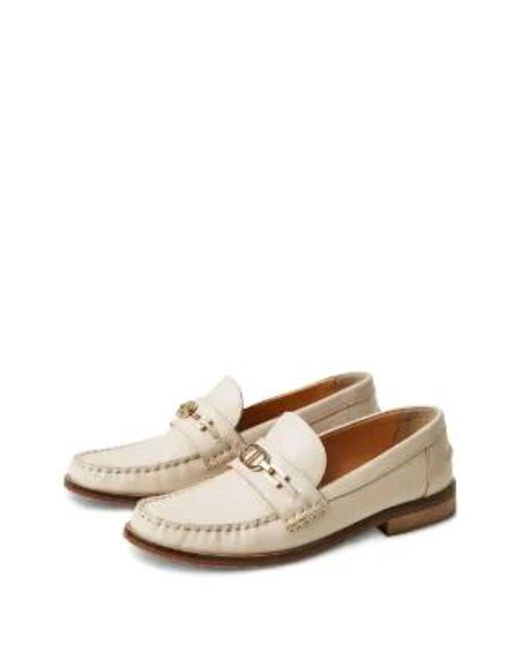 Twinset White Oval T Leather Loafers