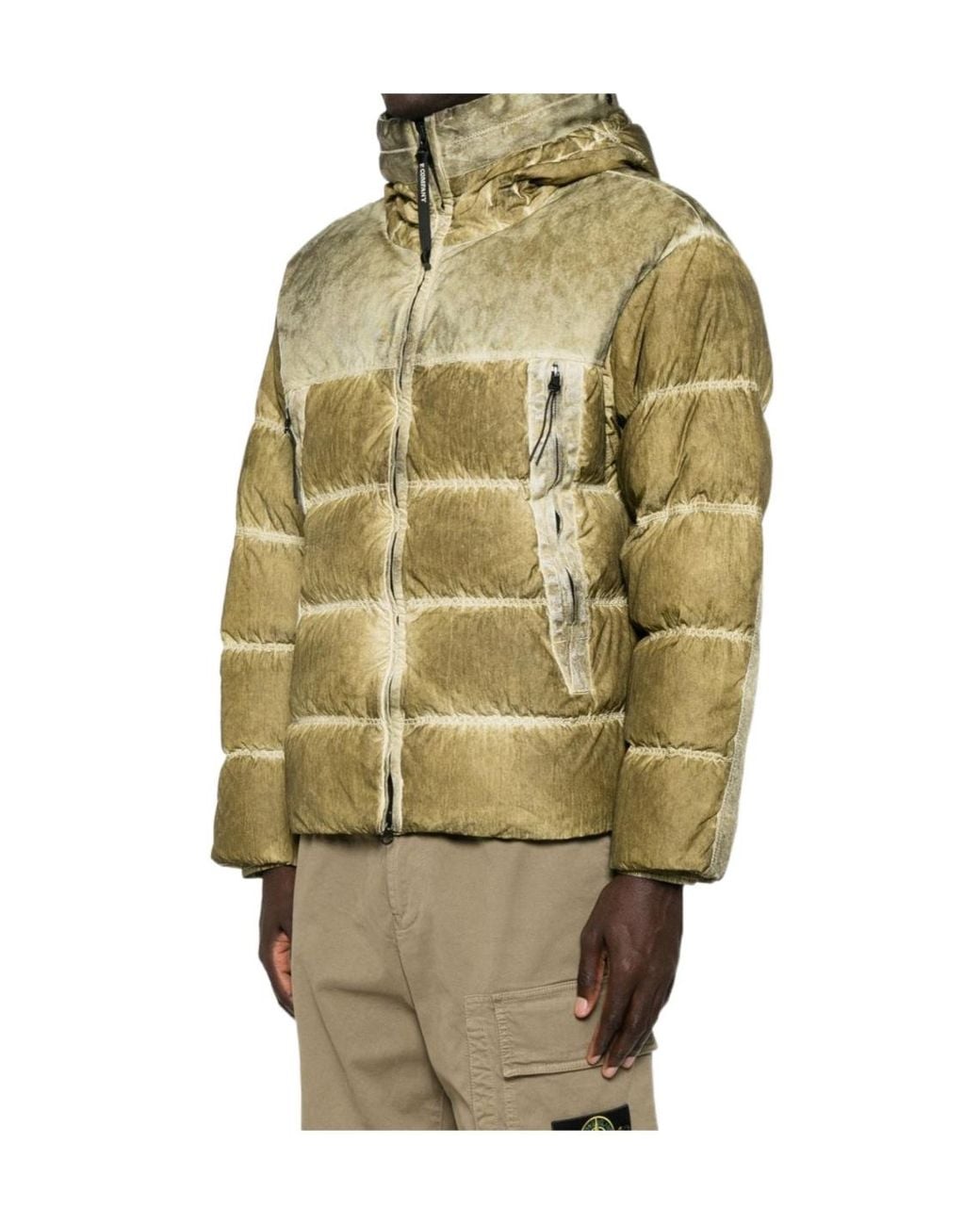 C P Company Green Goggle Hooded Padded Jacket for men
