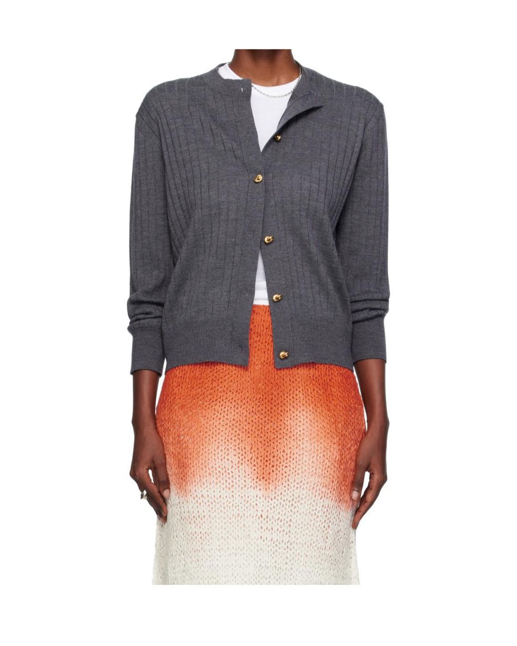 Bottega Veneta Gray Ribbed Cardigan
