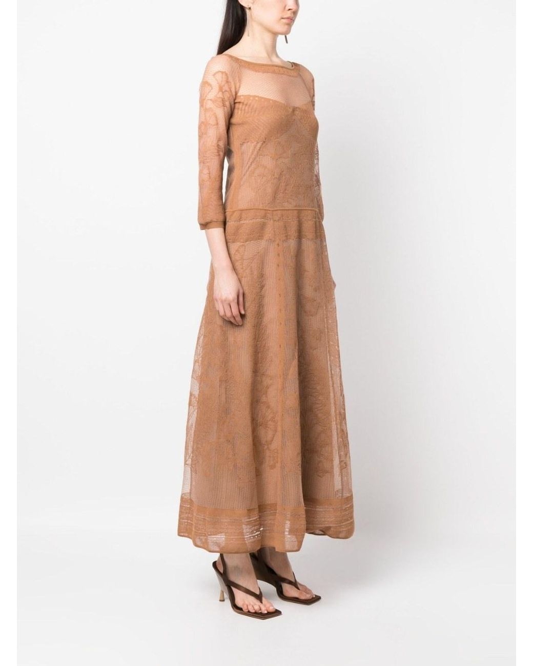 Alberta Ferretti Natural Floral Maxi Dress
