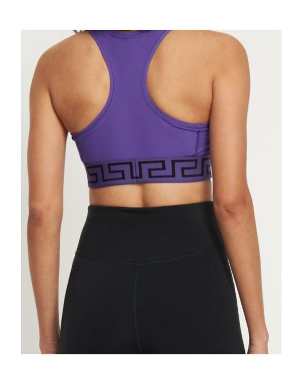 Versace Purple Stretch Tech Greca Sport Bra