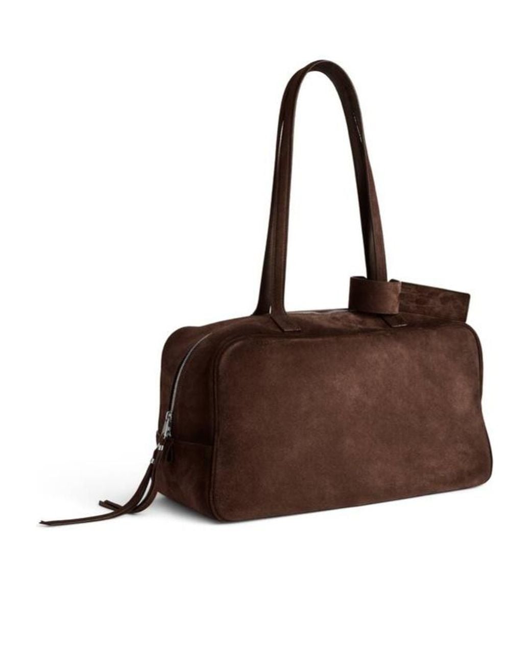 Balenciaga Brown Logo Detailed Medium Bowling Bag