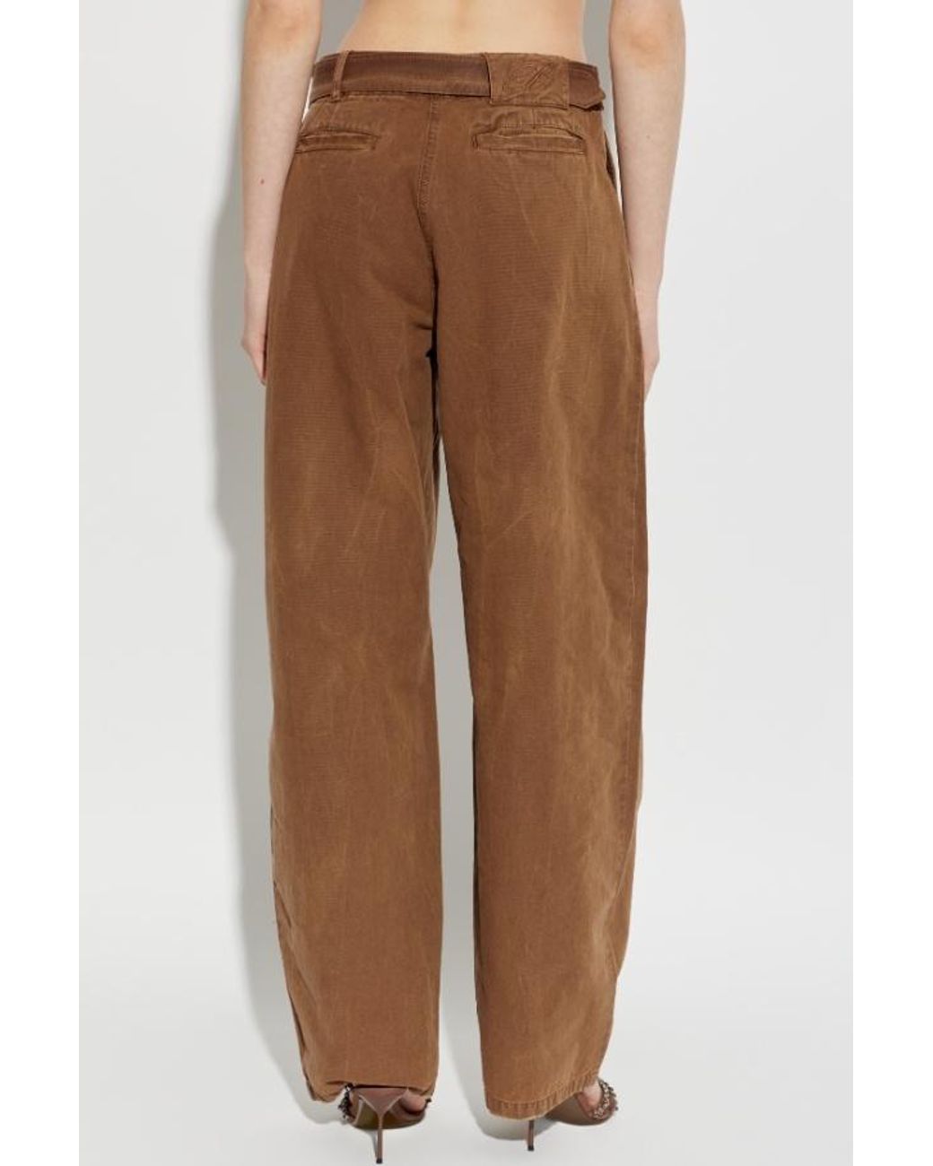 Blumarine Brown Pleated Belted Trousers