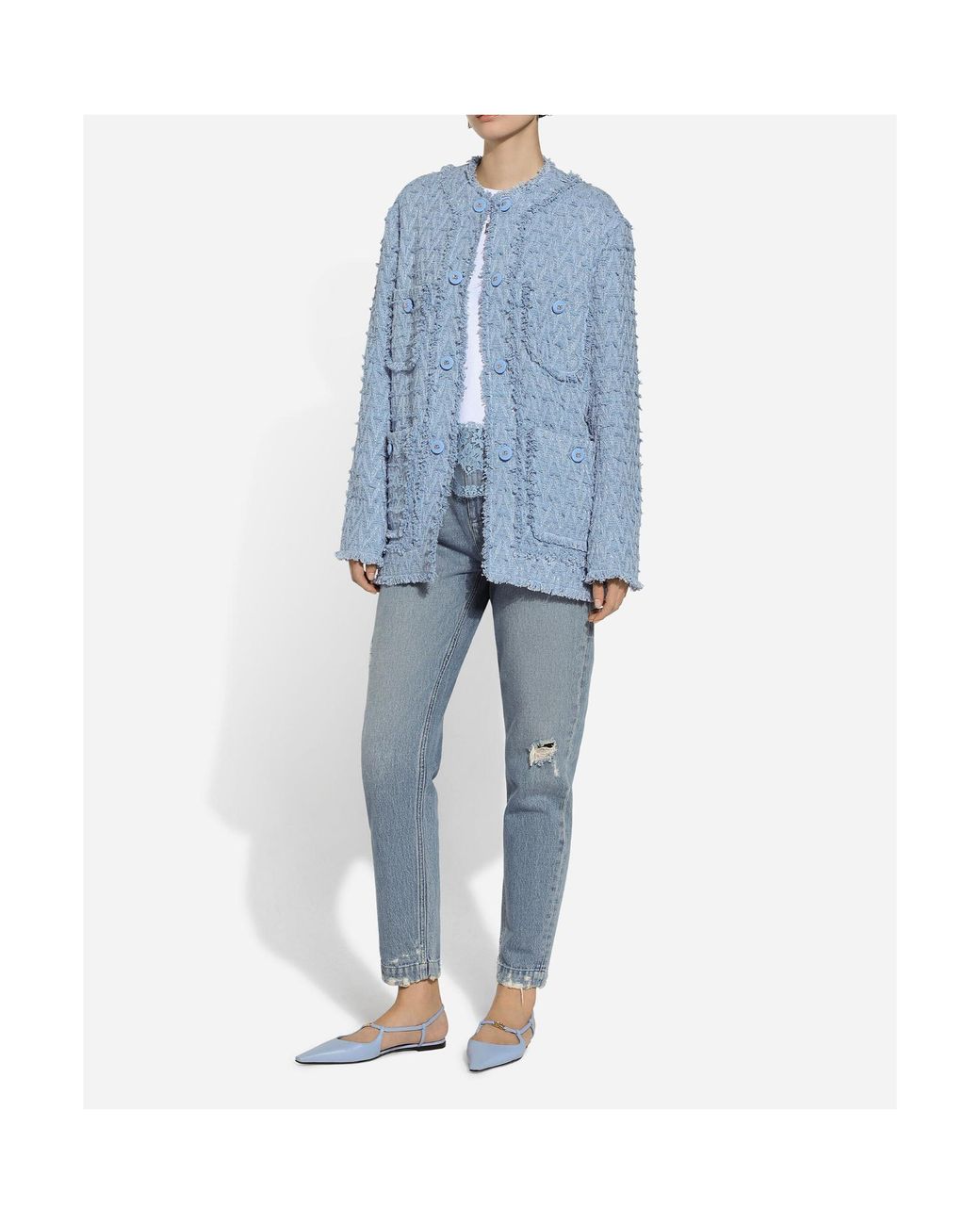 Dolce & Gabbana Blue 4 Pockets Tweed Jacket