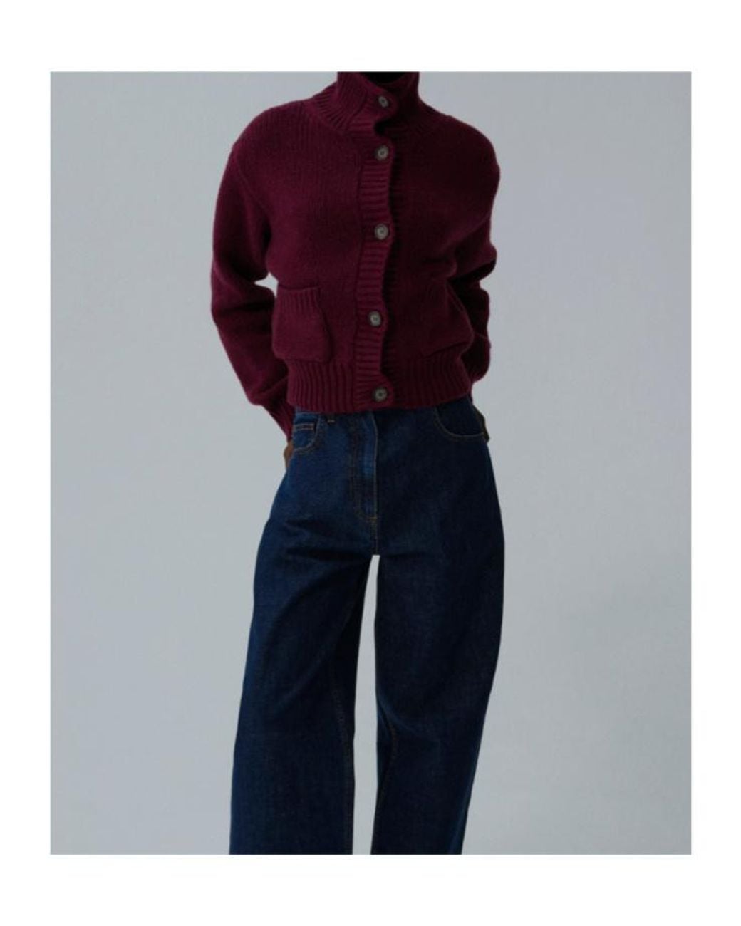 Magda Butrym Red High-Neck Buttoned Cardigan