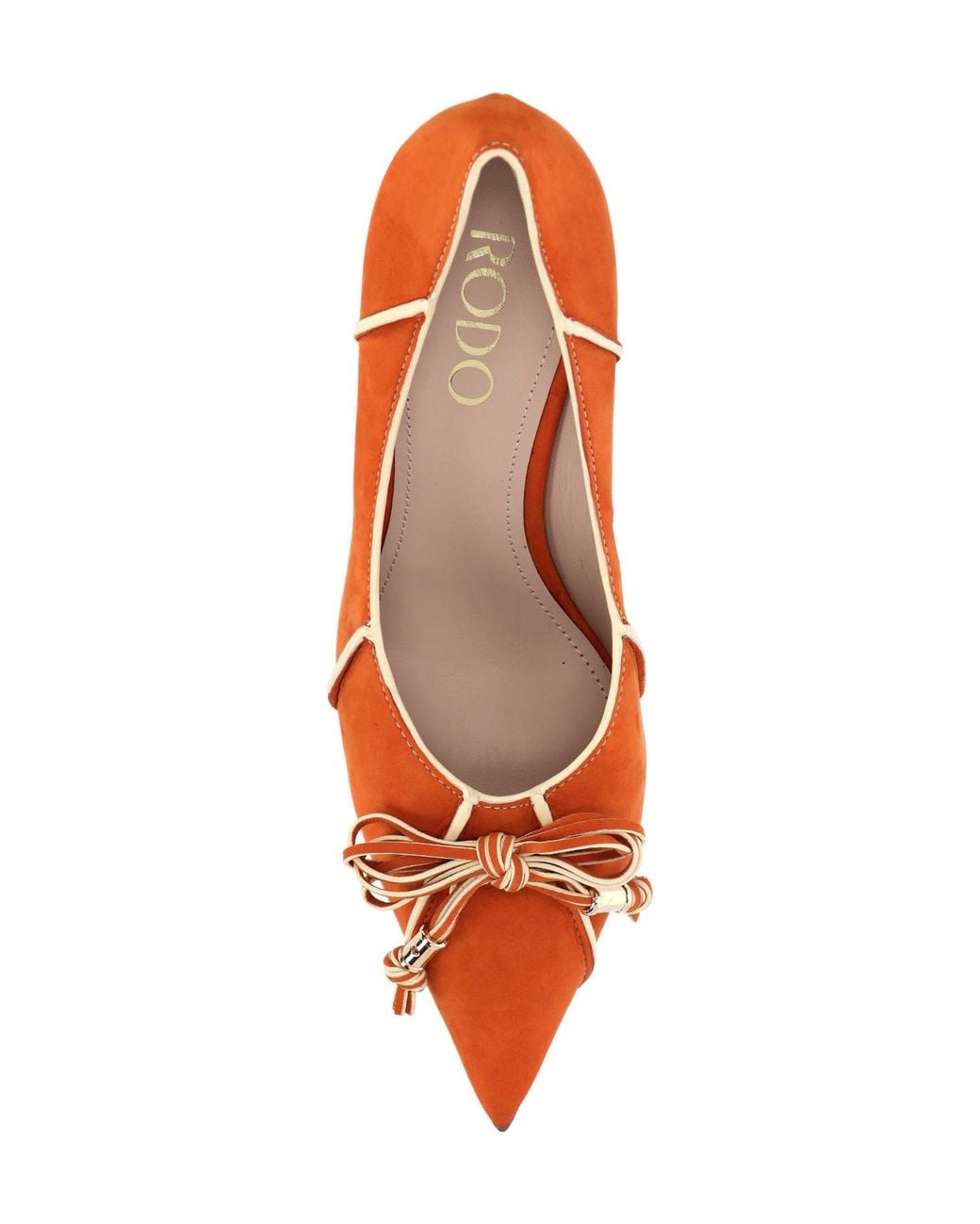 Rodo Orange Bow-Detail Piped Pumps