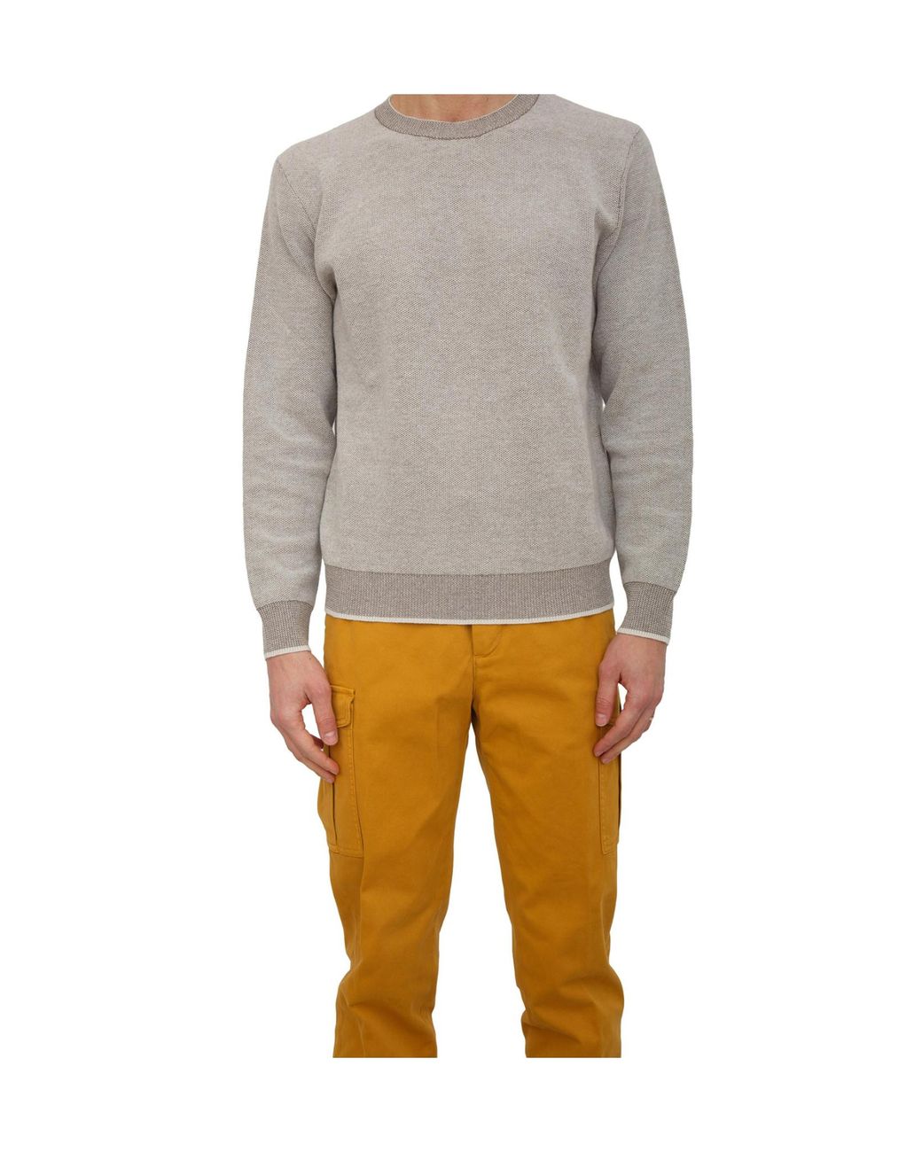 Peserico Natural Ribbed-Trim Sweater for men