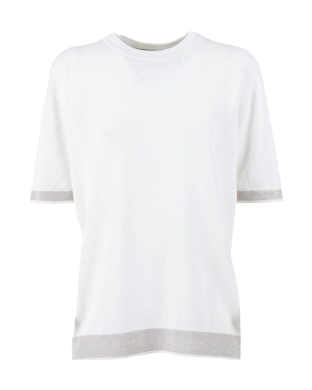 Peserico White Short-Sleeved Crewneck Knitted Jumper for men