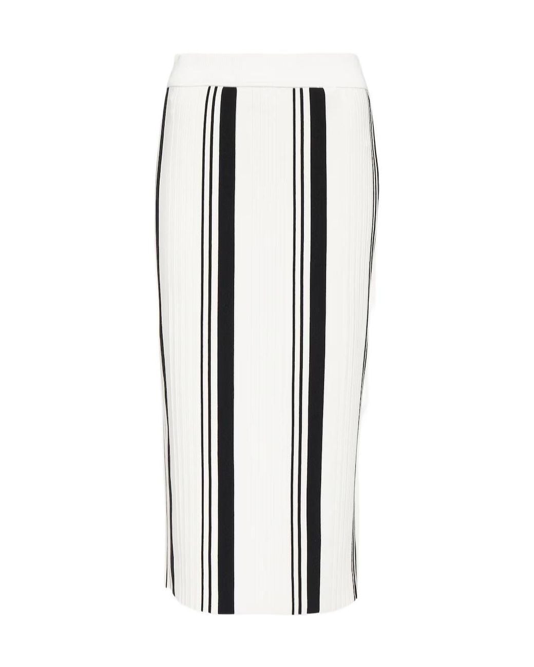 Joseph White Pleated Striped Pencil Skirt