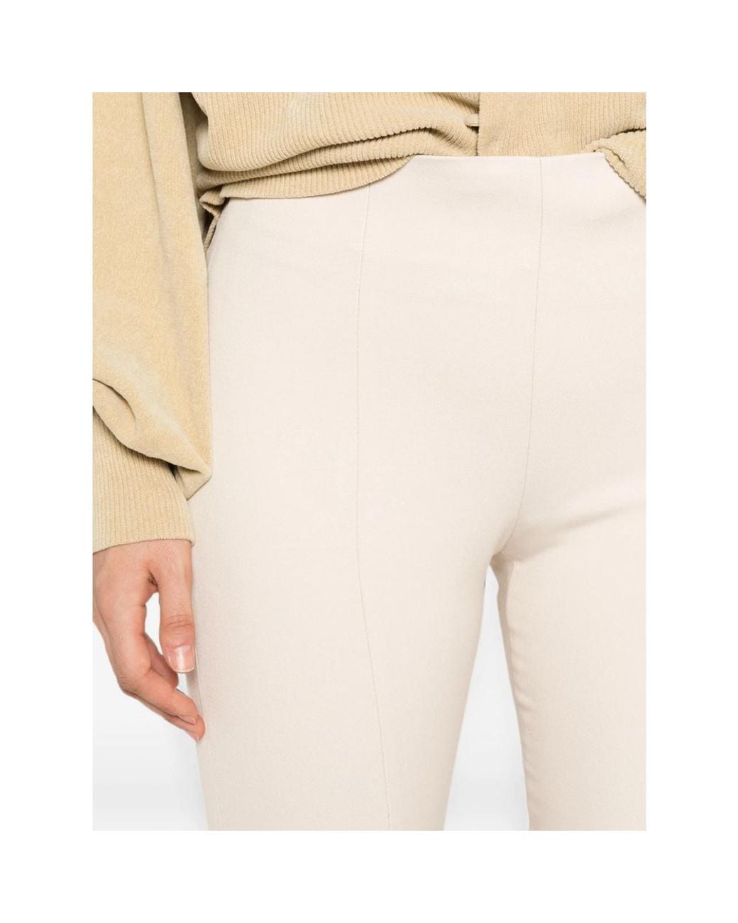 Peserico Natural Seam-Detail Slit-Hem Trousers