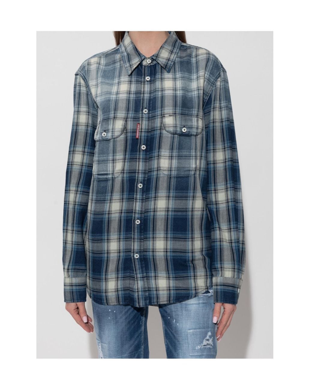 DSquared² Blue Plaid Long-Sleeve Shirt