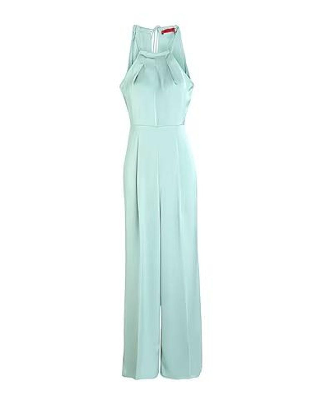 MAX&Co. Blue Solid Color Satin Sleeveless Jumpsuit