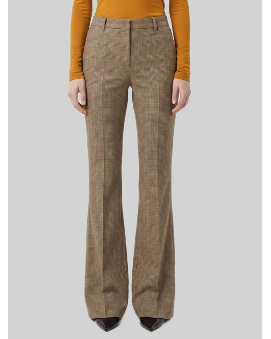 Saint Laurent Gray Prince Of Wales Flared Pants