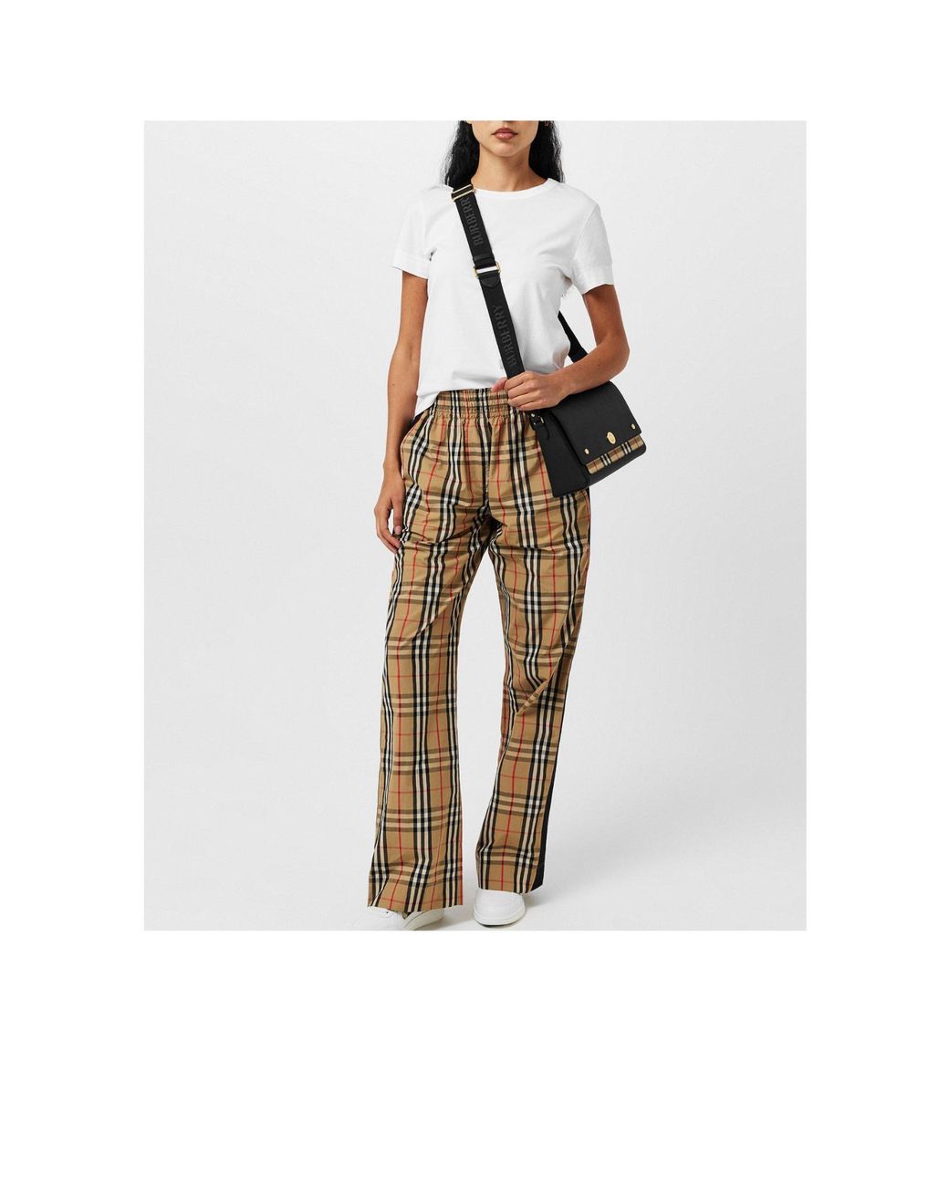 Burberry Black Check Cotton Top Handle Note Bag