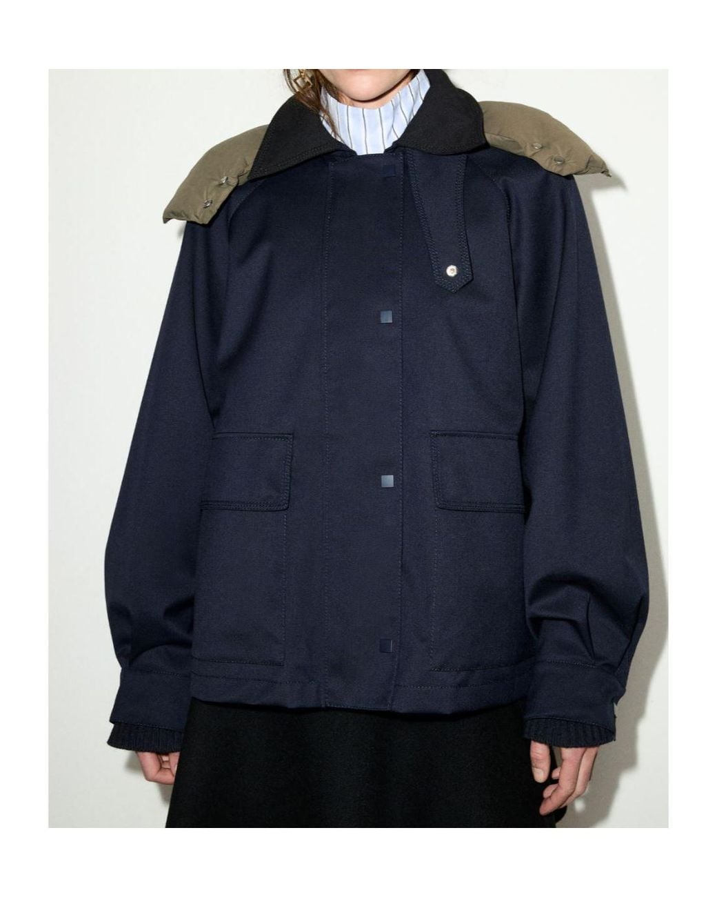 MAX&Co. Blue Hooded Gabardine Barn Jacket