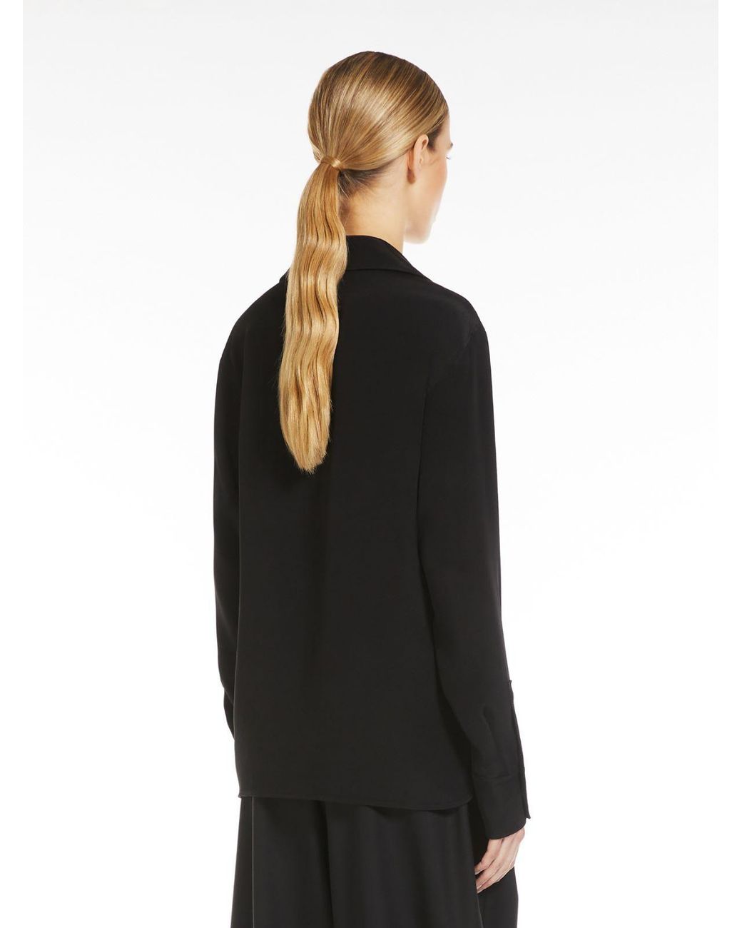 Max Mara Black Zanzero V-Neck Long-Sleeved Shirt