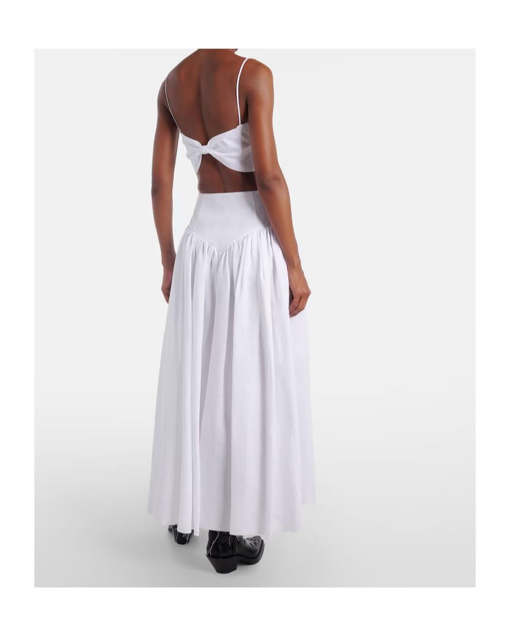 Gabriela Hearst White Juniper Gathered Linen Midi Skirt