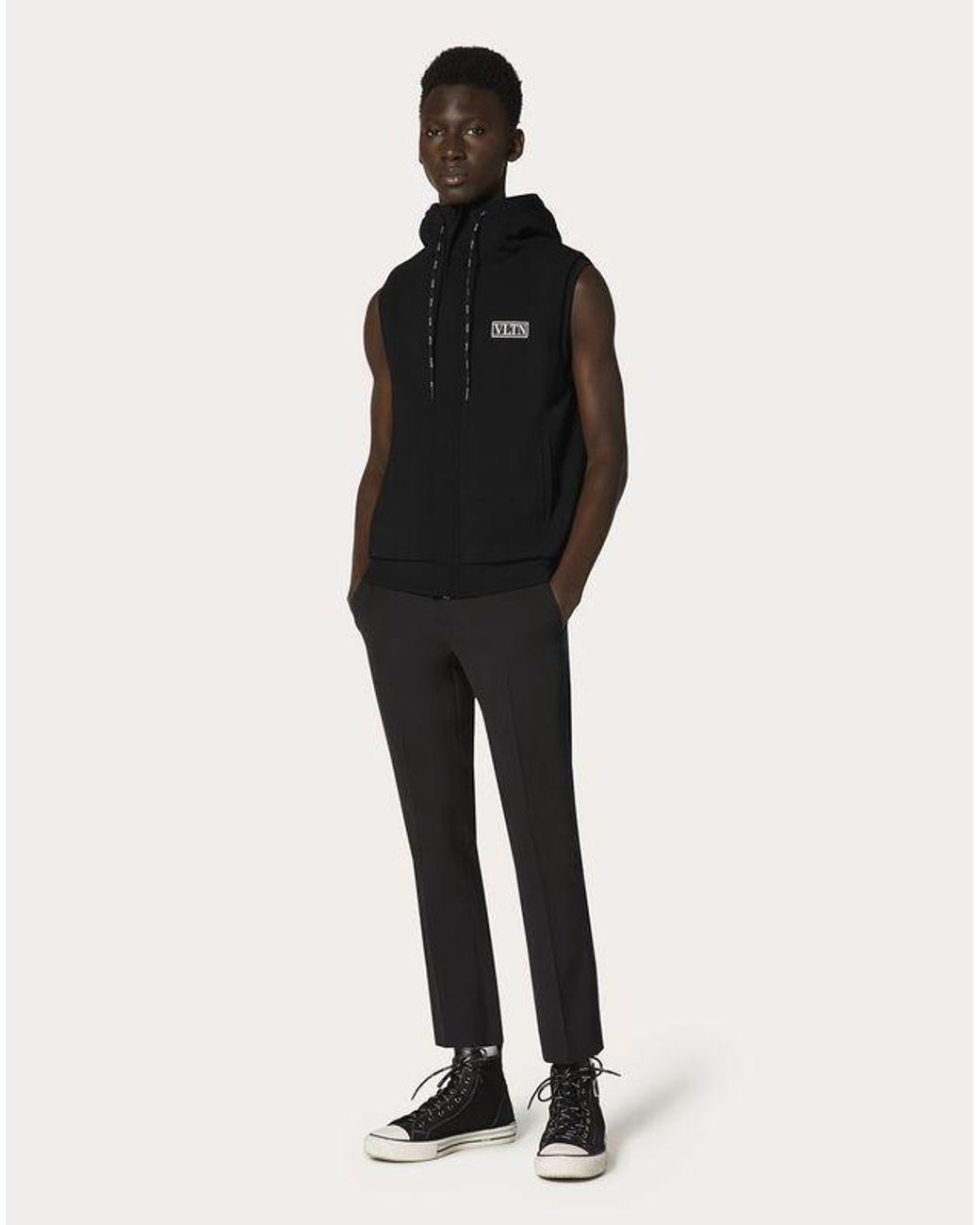 Valentino Black Vltn Hooded Gilet for men
