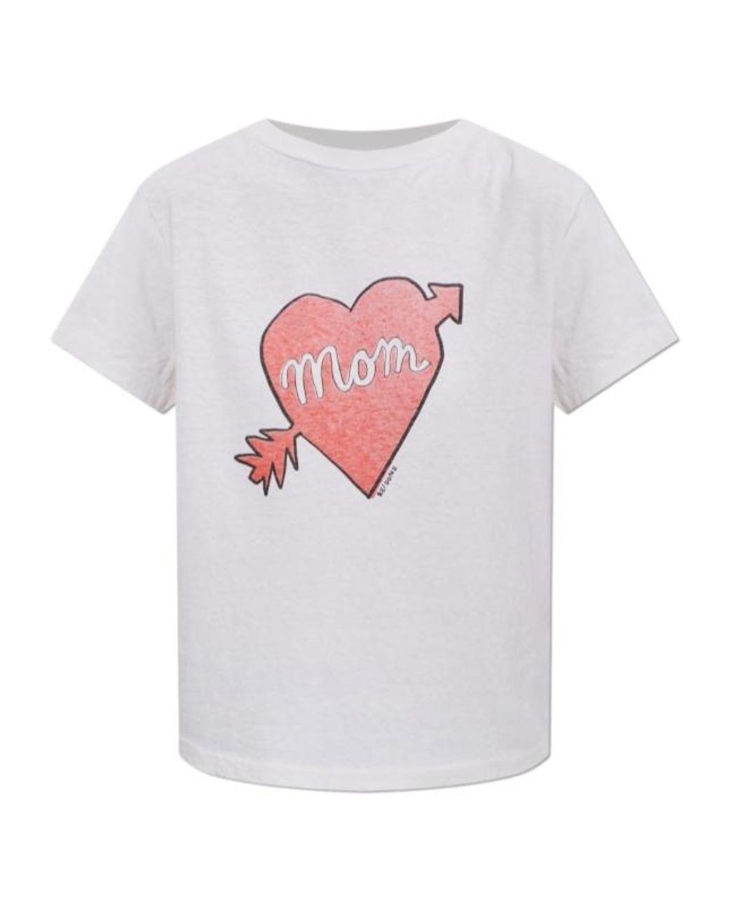Re/done White Heart Mom Print T-Shirt