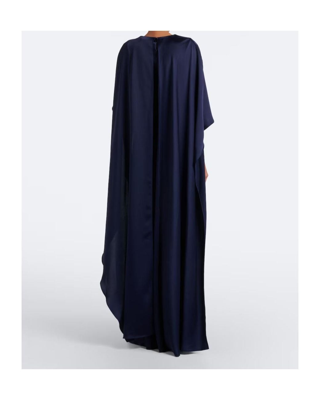 Jonathan Simkhai Blue Izel Asymmetric Caped Satin Gown