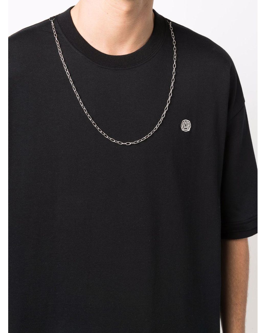 Ambush Black Chain Collar Detailed Crewneck T-Shirt for men