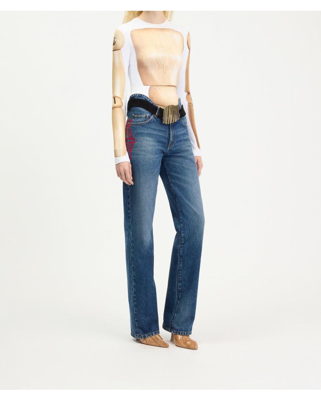 Jean Paul Gaultier Blue Curved-Seam Jeans