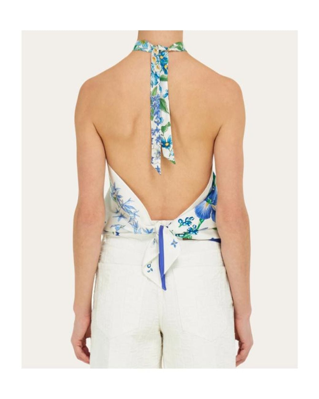 Ferragamo Blue Ferragamo Spring Print Foulard Top