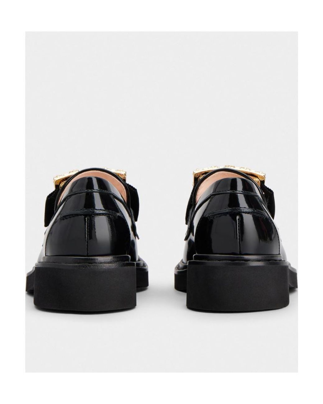 Roger Vivier Black Viv' Rangers Strass Buckle Loafers